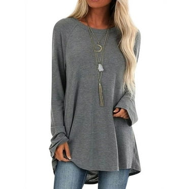 Exteren Women Elegant O-Neck Pullover Long Sleeve Tops Casual Loose Solid Tunics Sweatshirt Exteren Women Elegant O-Neck Pullover Long Sleeve Tops Casual Loose Solid Tunics Sweatshirt